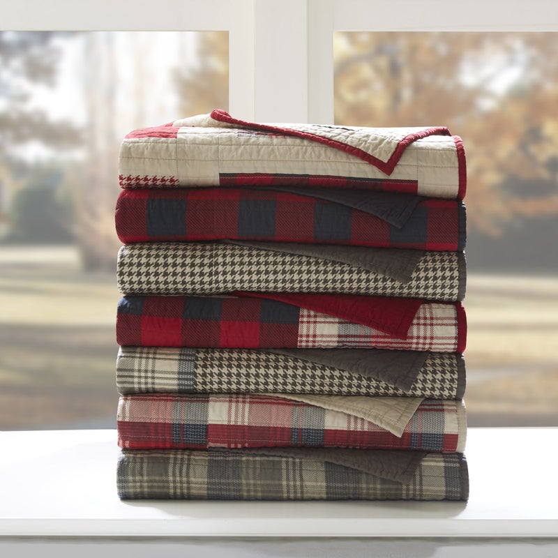 Woolrich John Rich & Bros. Woolrich Luxury Quilted Throw - Cabin Lifestyle, Patchwork with Moose Design All Season, Lightweight and Breathable Cozy Bedding Layer Throws for Couch Sofa, 50" W x 70" L, Winter Hills Taupe - Image 3